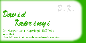 david kaprinyi business card